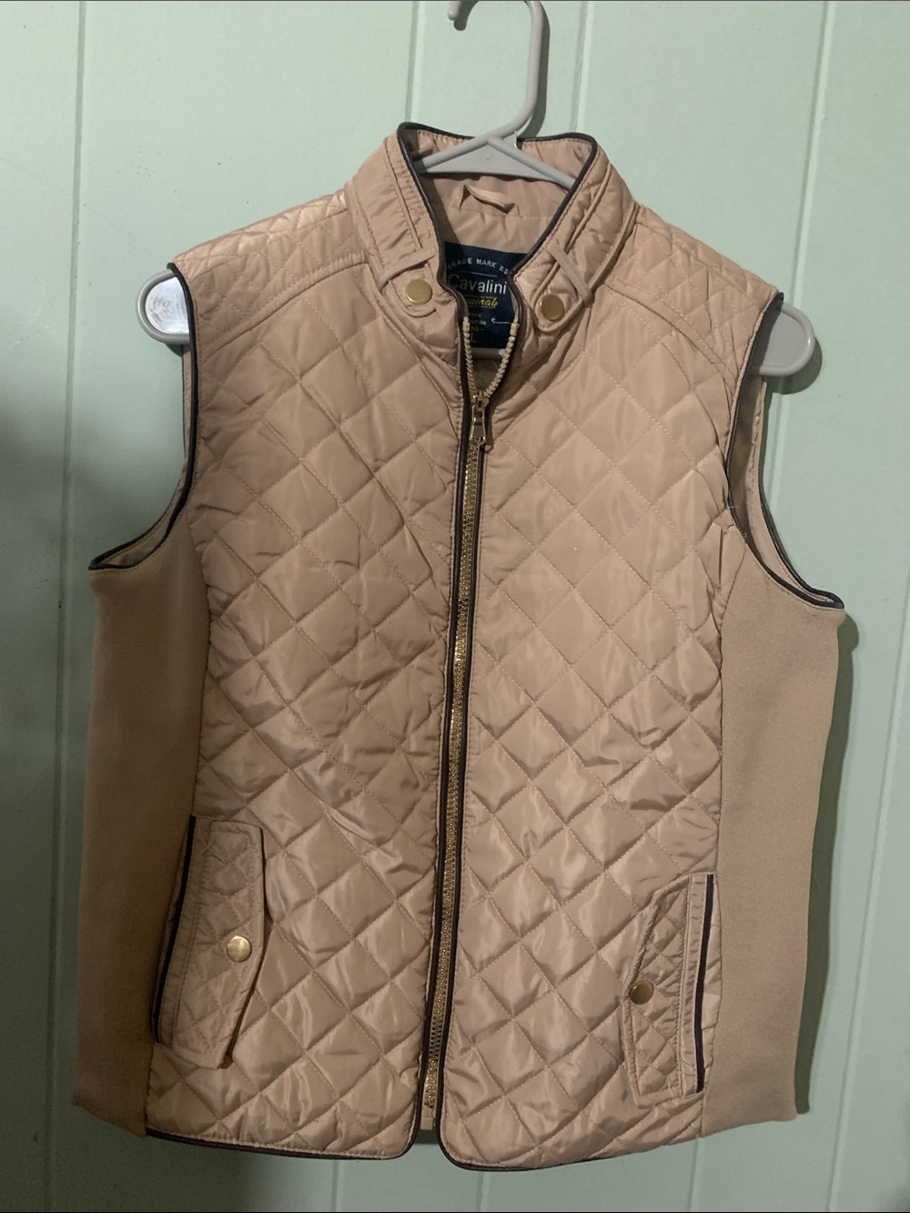 Cavalini Quilted Tan Men's Vest with Gold Accents
